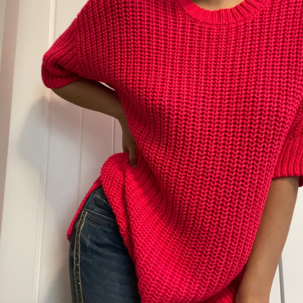 Forever 21 hot pink sweater tunic